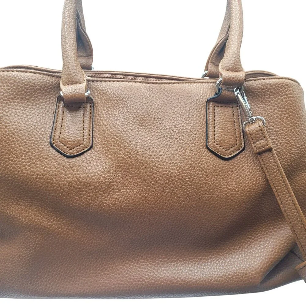 Kate & Alex Caffaro Handbag Brown Double Handle Crossbody Pebbled Faux Leather - Picture 3 of 10